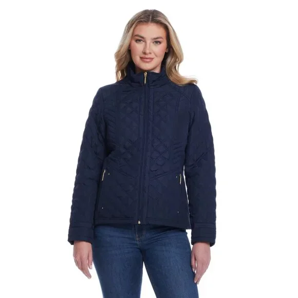 Weatherproof® Women's Size XL Navy Blue Quilted Jacket with Side Stretch - Picture 1 of 16